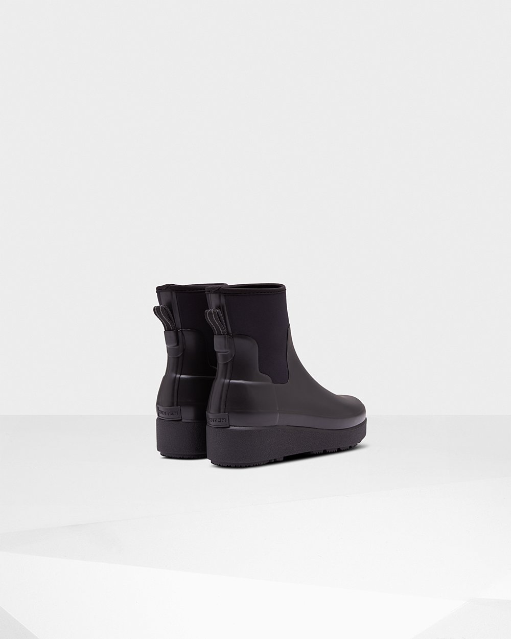 Women Hunter Refined Slim Fit Neoprene Chelsea | Creeper Boots Black | NZ-70352-TVUH